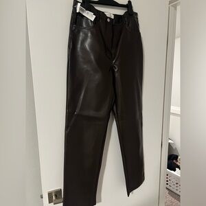 Aritzia brown leather pants